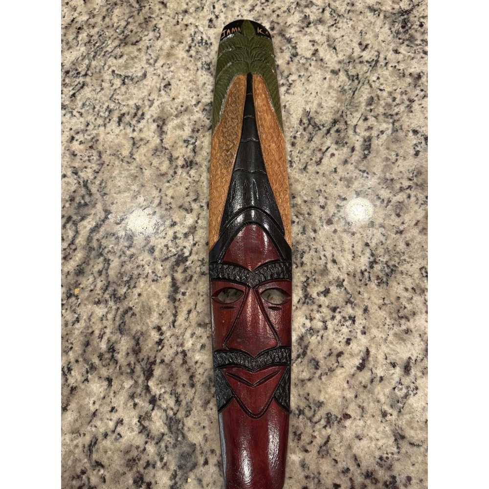 Tiki Mask Unique 25" Tall Hand Carved Wood Wall Art Decor
